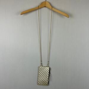 Bandolier Diamond Print Gold Crossbody Chain Strap Phone Case Flat Pouch